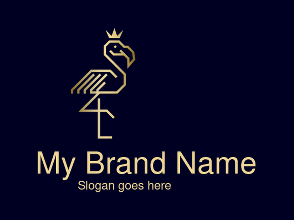 Luxury Gold Geometric Flamingo with Crown Logo for a Fashion Brand